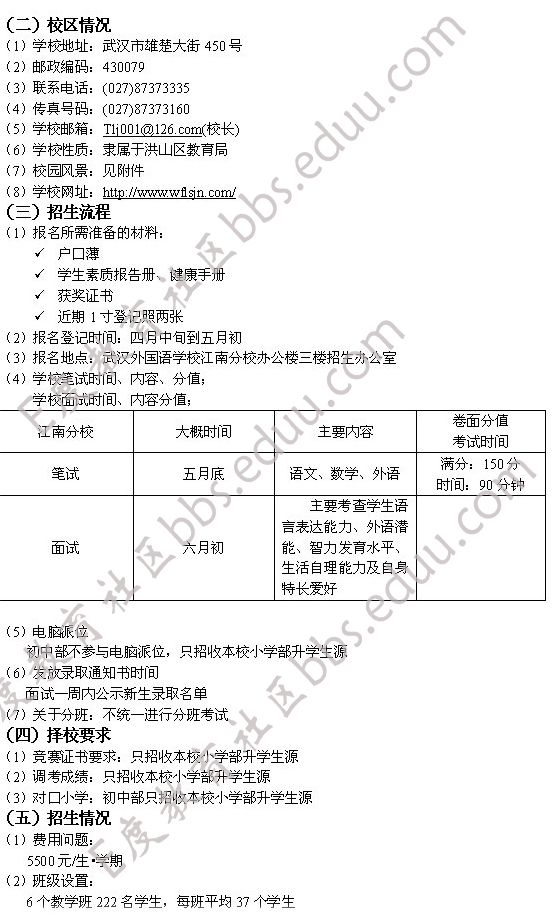 武汉实验外国语学校2010年招生指导4