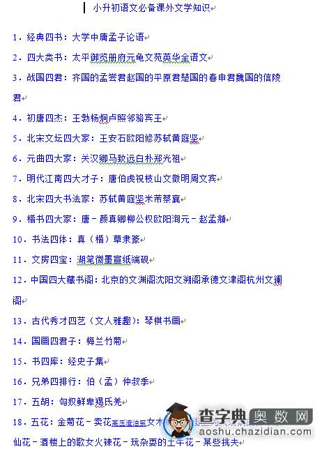 2016上海小升初备考必背的语文课外知识1