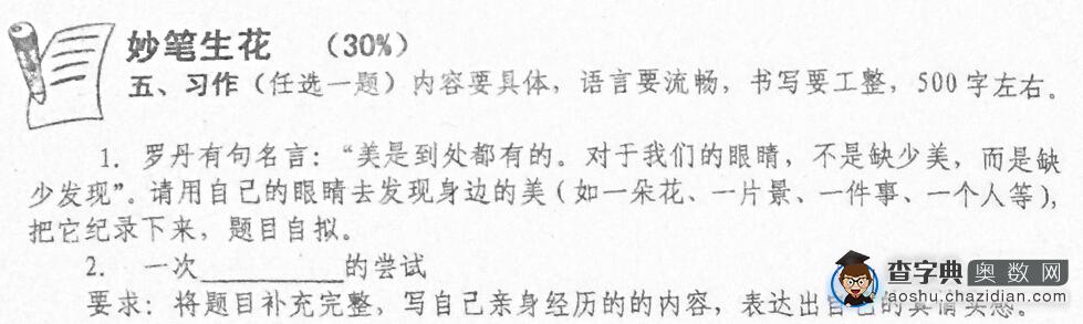 青岛太平路小学六年级期中考试语文试卷5