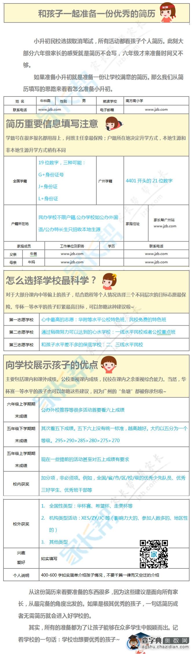 2016广州从简历填写来看怎么准备小升初1