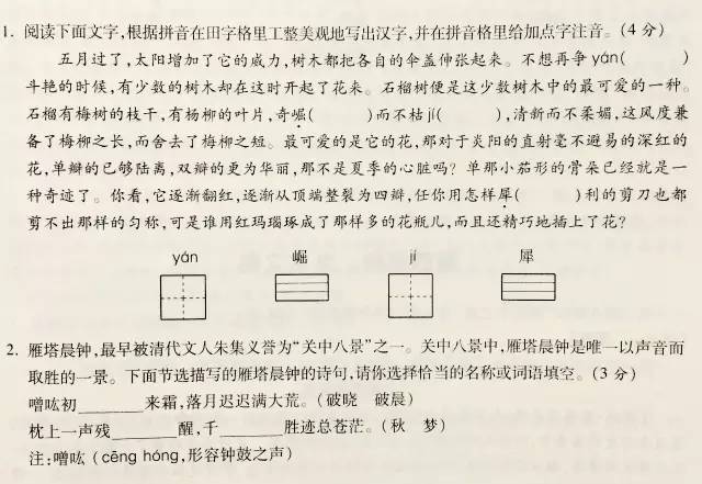 2016西安528小升初铁一中语文考点预测3
