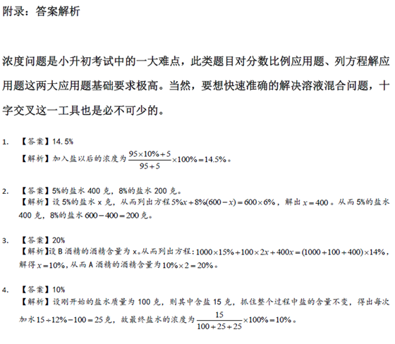 长沙小升初数学应用题之浓度问题2