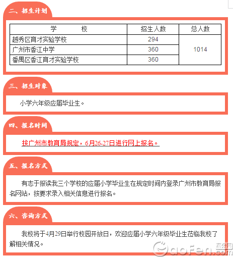 2017年广州育才实验系列学校小升初招生1