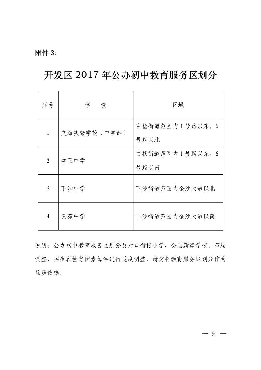 2017年杭州经济技术开发区小升初招生对口范围一览1