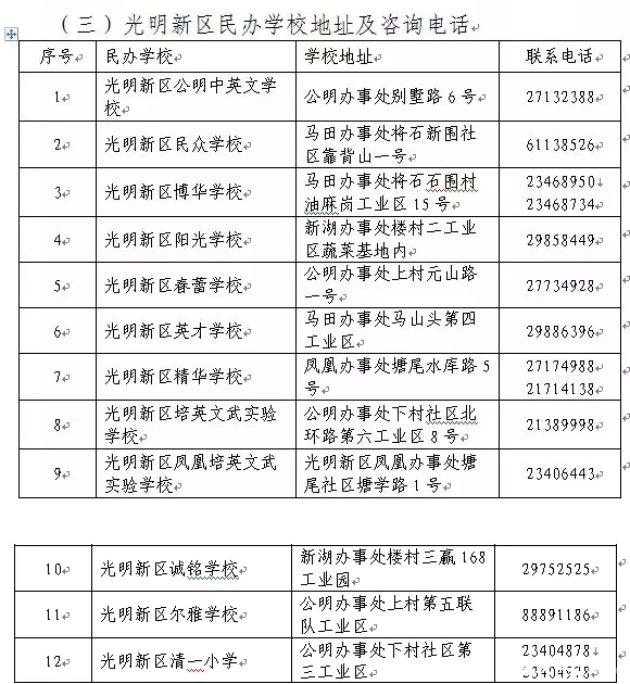 2018年深圳光明区初一入学学位申请通知13