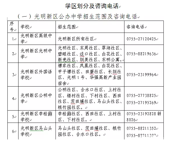 2018年深圳光明区初一入学学位申请通知8